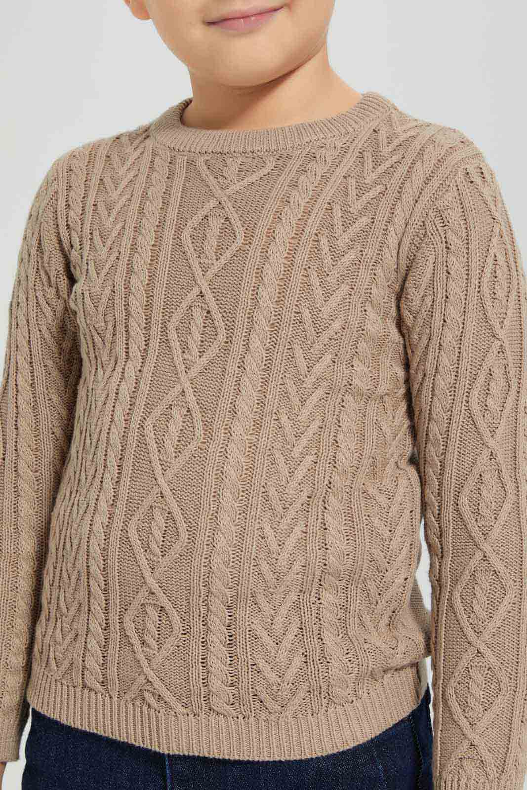 Redtag-Beige-Cable-Jumper-BOY-Pullovers,-Category:Pullovers,-Colour:Beige,-Deals:New-In,-Dept:Boys,-EHW,-Filter:Boys-(2-to-8-Yrs),-New-In-BOY-APL,-Non-Sale,-Section:Boys-(0-to-14Yrs),-W22B-Boys-2 to 8 Years