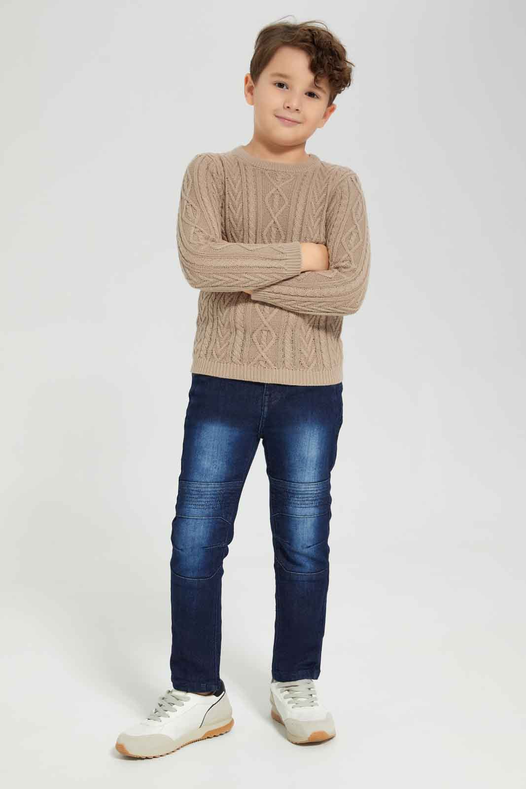 Redtag-Beige-Cable-Jumper-BOY-Pullovers,-Category:Pullovers,-Colour:Beige,-Deals:New-In,-Dept:Boys,-EHW,-Filter:Boys-(2-to-8-Yrs),-New-In-BOY-APL,-Non-Sale,-Section:Boys-(0-to-14Yrs),-W22B-Boys-2 to 8 Years