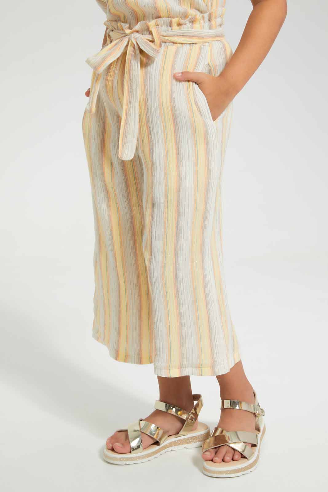 Redtag-Assorted-Stripe-Lurex-Trouser-With-Belt-Category:Trousers,-Colour:Assorted,-Deals:New-In,-Filter:Girls-(2-to-8-Yrs),-GIR-Trousers,-New-In-GIR-APL,-Non-Sale,-Section:Girls-(0-to-14Yrs),-W22O-Girls-2 to 8 Years