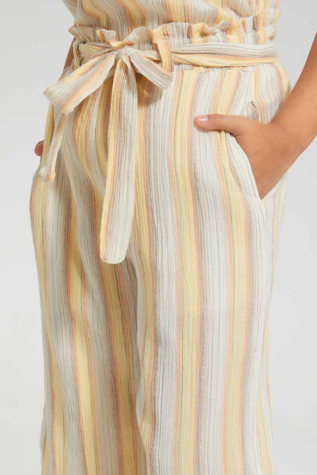 Redtag-Assorted-Stripe-Lurex-Trouser-With-Belt-Category:Trousers,-Colour:Assorted,-Deals:New-In,-Filter:Girls-(2-to-8-Yrs),-GIR-Trousers,-New-In-GIR-APL,-Non-Sale,-Section:Girls-(0-to-14Yrs),-W22O-Girls-2 to 8 Years