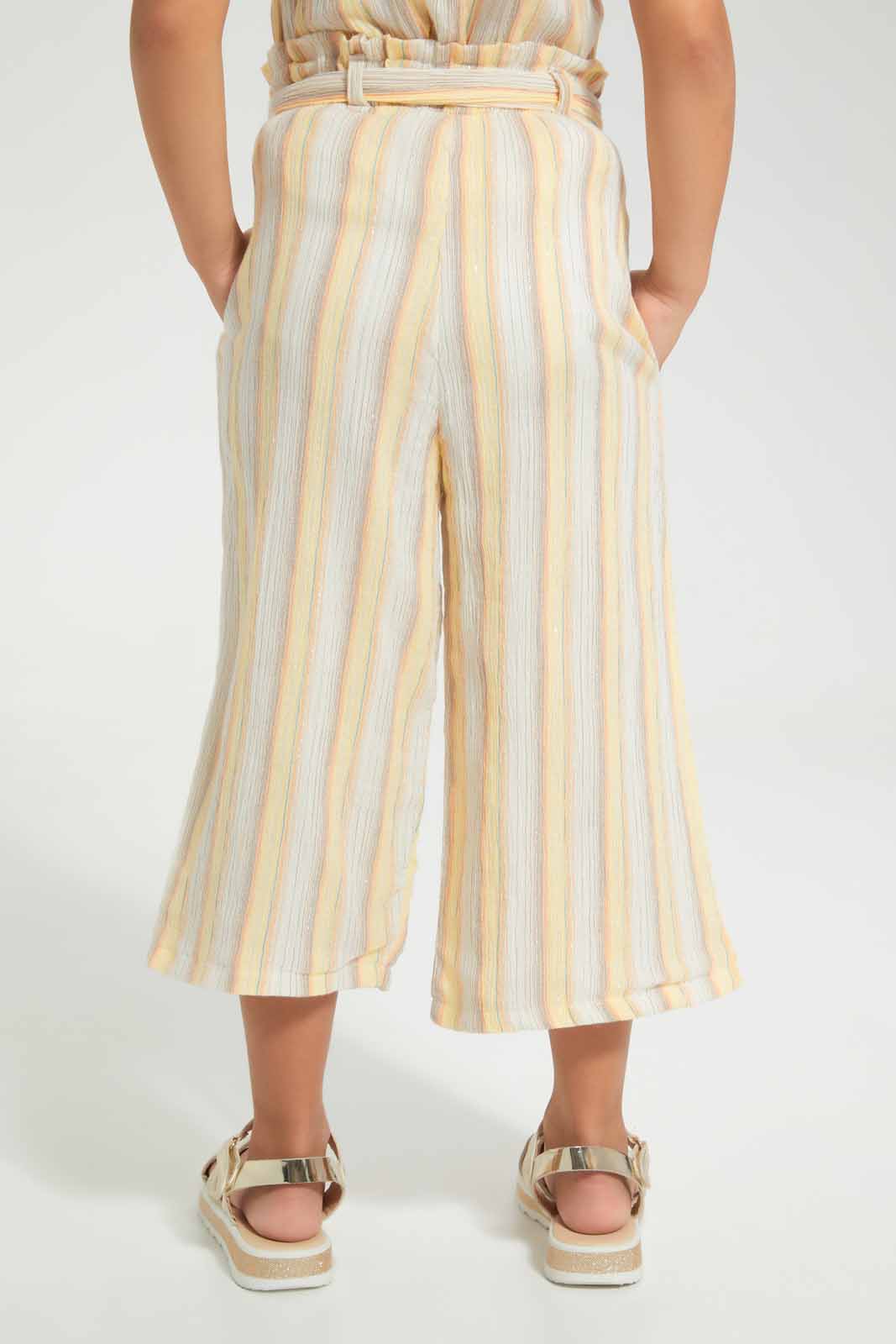 Redtag-Assorted-Stripe-Lurex-Trouser-With-Belt-Category:Trousers,-Colour:Assorted,-Deals:New-In,-Filter:Girls-(2-to-8-Yrs),-GIR-Trousers,-New-In-GIR-APL,-Non-Sale,-Section:Girls-(0-to-14Yrs),-W22O-Girls-2 to 8 Years