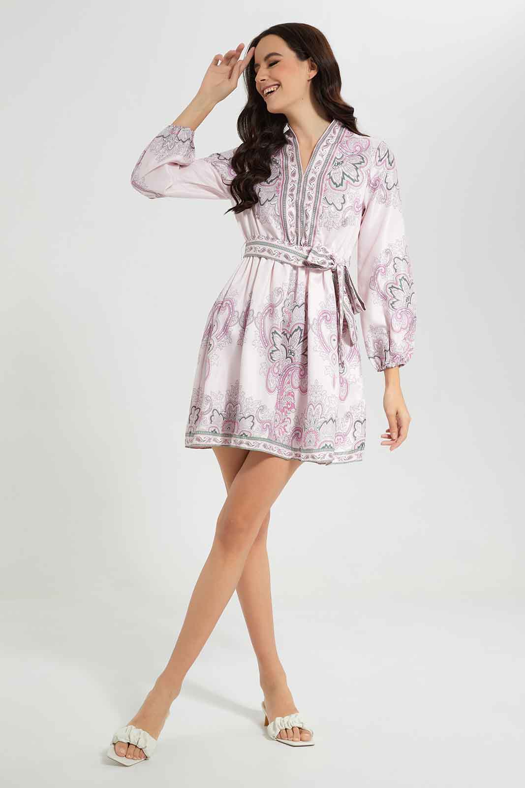 Redtag-Paisley-Placement-Printed-Belted-Dress-Category:Dresses,-Colour:Assorted,-Deals:New-In,-Filter:Women's-Clothing,-New-In-Women-APL,-Non-Sale,-Section:Women,-W22O,-Women-Dresses-Women's-