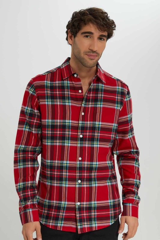Redtag-Red-Check-Flannel-Shirt-Category:Shirts,-Colour:Red,-Deals:New-In,-Filter:Men's-Clothing,-Men-Shirts,-New-In-Men-APL,-Non-Sale,-Section:Men,-TBL,-W22B-Men's-