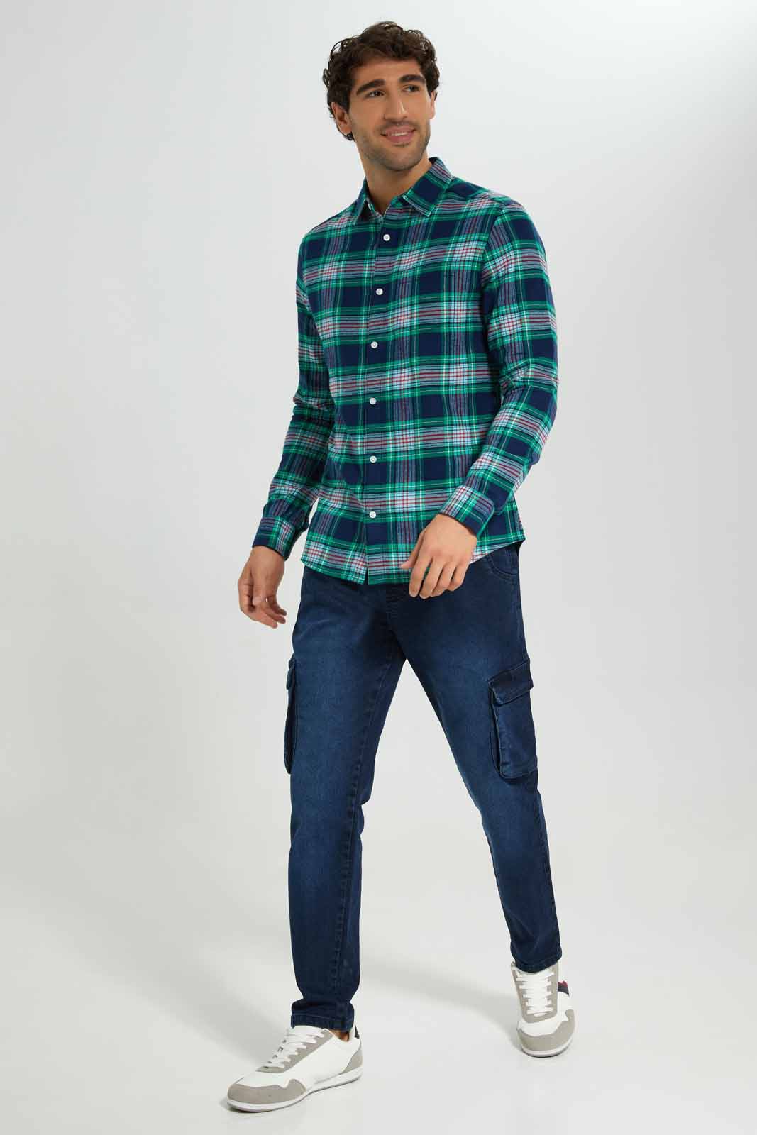 Redtag-Blue-Check-Flannel-Shirt-Category:Shirts,-Colour:Blue,-Deals:New-In,-Filter:Men's-Clothing,-Men-Shirts,-New-In-Men-APL,-Non-Sale,-Section:Men,-TBL,-W22B-Men's-