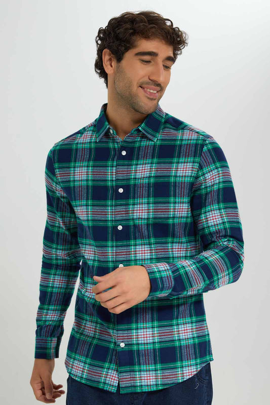 Redtag-Blue-Check-Flannel-Shirt-Category:Shirts,-Colour:Blue,-Deals:New-In,-Filter:Men's-Clothing,-Men-Shirts,-New-In-Men-APL,-Non-Sale,-Section:Men,-TBL,-W22B-Men's-