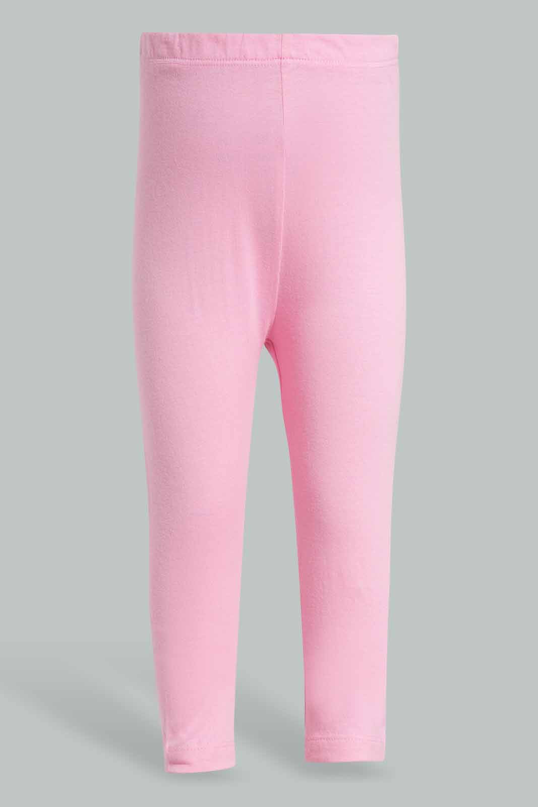 Redtag-White-Placement-Print-Top-with-Pink-Solid-Pyjama-Set-Category:Pyjama-Sets,-Colour:Apricot,-Deals:New-In,-Filter:Infant-Girls-(3-to-24-Mths),-ING-Pyjama-Sets,-New-In-ING-APL,-Non-Sale,-Section:Girls-(0-to-14Yrs),-W22O-Infant-Girls-3 to 24 Months