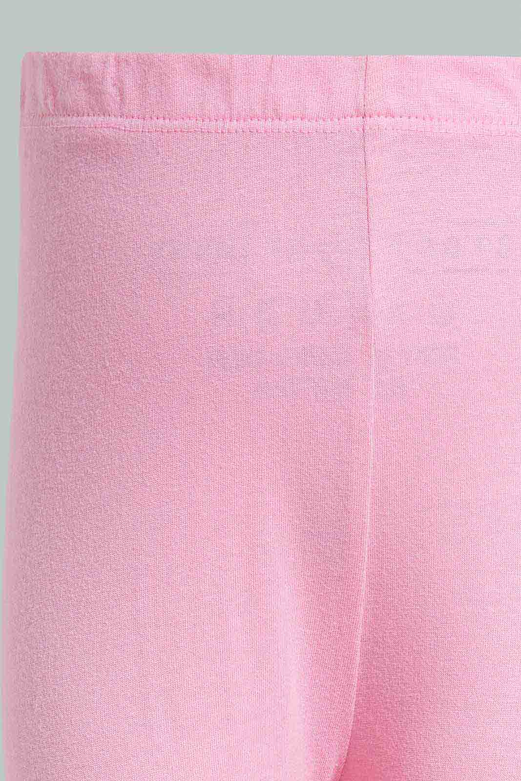Redtag-White-Placement-Print-Top-with-Pink-Solid-Pyjama-Set-Category:Pyjama-Sets,-Colour:Apricot,-Deals:New-In,-Filter:Infant-Girls-(3-to-24-Mths),-ING-Pyjama-Sets,-New-In-ING-APL,-Non-Sale,-Section:Girls-(0-to-14Yrs),-W22O-Infant-Girls-3 to 24 Months
