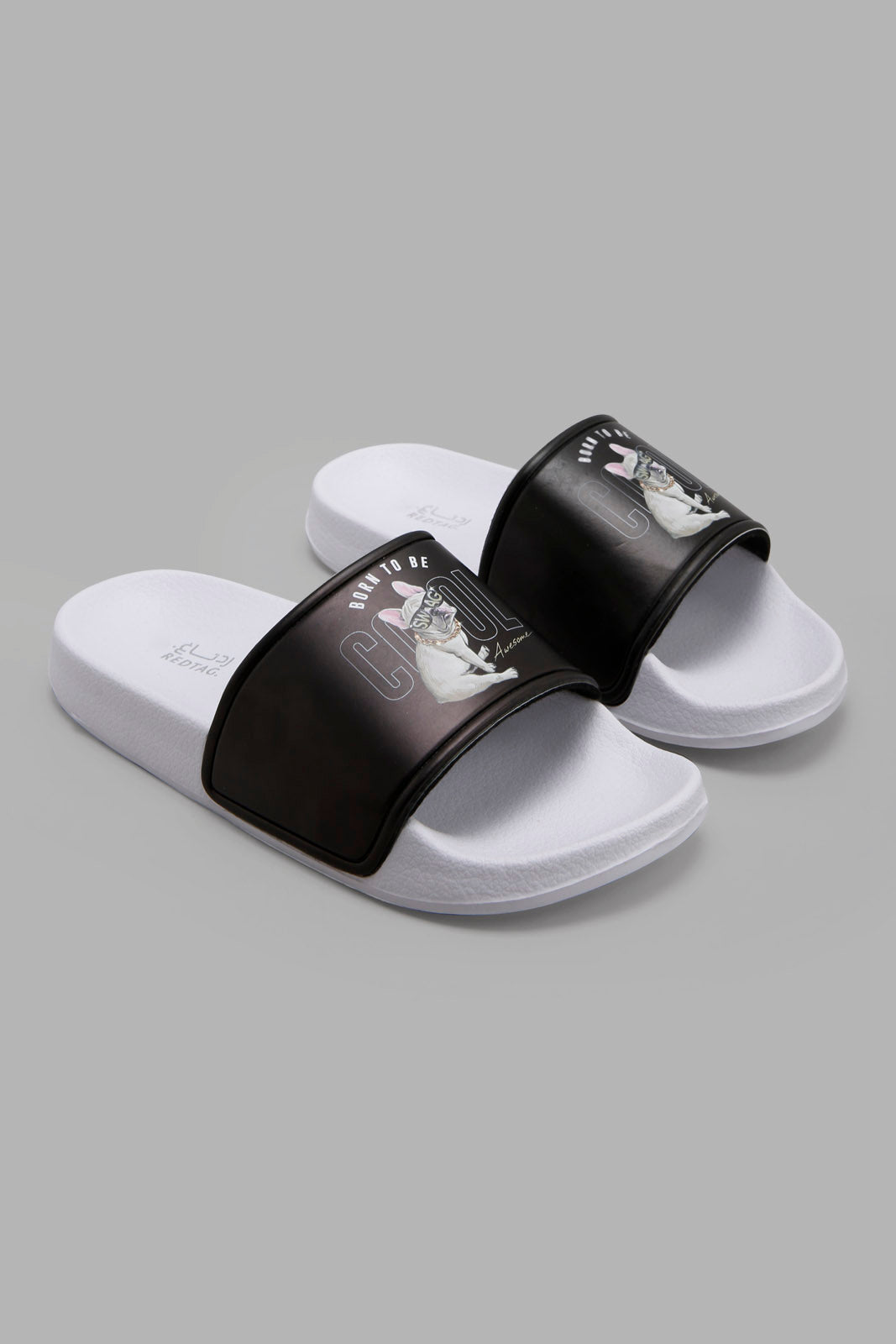 Redtag-Black-Slogan-"Born-To-Be-Cool"-Slide-Category:Flip-Flops,-Colour:Black,-Deals:New-In,-Filter:Women's-Footwear,-New-In-Women-FOO,-Non-Sale,-Section:Women,-W22B,-Women-Flip-Flops-Women's-