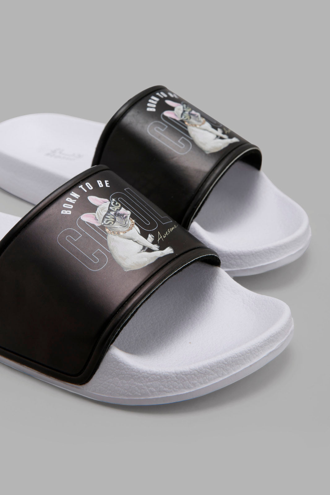 Redtag-Black-Slogan-"Born-To-Be-Cool"-Slide-Category:Flip-Flops,-Colour:Black,-Deals:New-In,-Filter:Women's-Footwear,-New-In-Women-FOO,-Non-Sale,-Section:Women,-W22B,-Women-Flip-Flops-Women's-