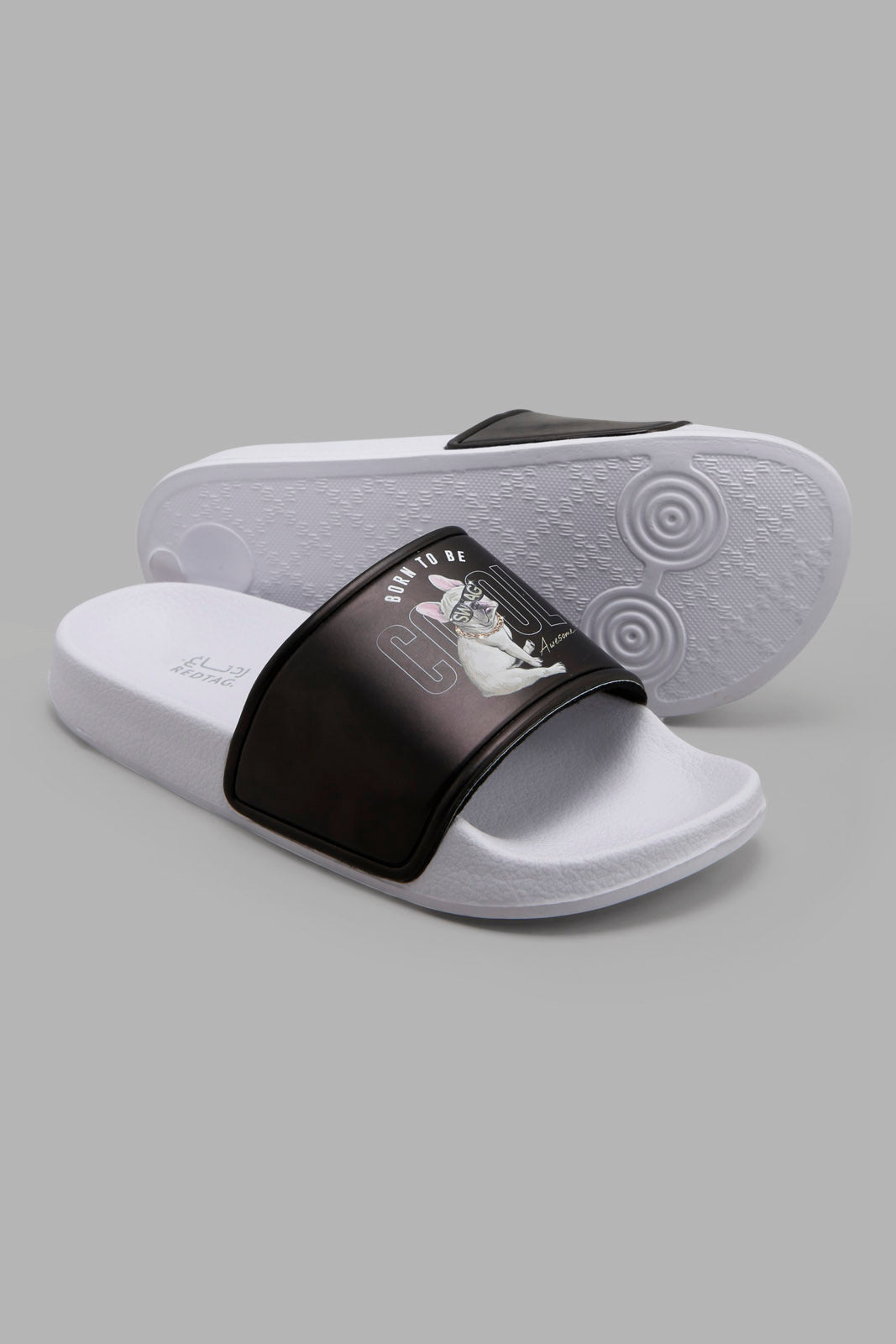 Redtag-Black-Slogan-"Born-To-Be-Cool"-Slide-Category:Flip-Flops,-Colour:Black,-Deals:New-In,-Filter:Women's-Footwear,-New-In-Women-FOO,-Non-Sale,-Section:Women,-W22B,-Women-Flip-Flops-Women's-