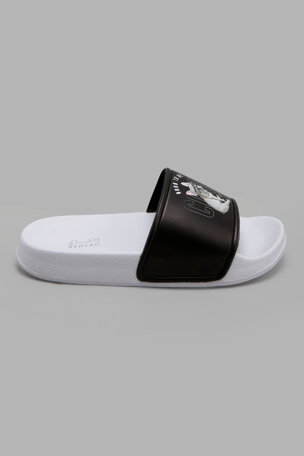 Redtag-Black-Slogan-"Born-To-Be-Cool"-Slide-Category:Flip-Flops,-Colour:Black,-Deals:New-In,-Filter:Women's-Footwear,-New-In-Women-FOO,-Non-Sale,-Section:Women,-W22B,-Women-Flip-Flops-Women's-