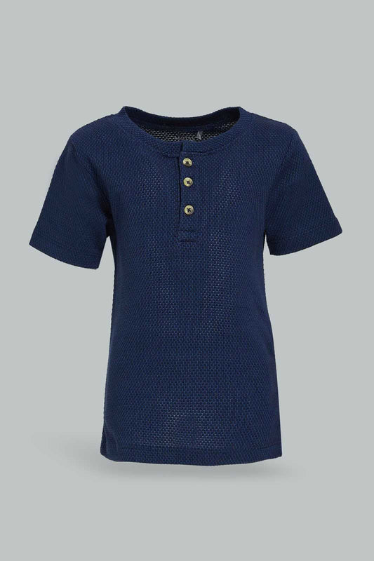 Redtag-Blue-Jacquard-Tee-Category:T-Shirts,-Colour:Blue,-Deals:New-In,-Dept:Boys,-Filter:Infant-Boys-(3-to-24-Mths),-INB-T-Shirts,-New-In-INB-APL,-Non-Sale,-Section:Boys-(0-to-14Yrs),-W22O-Infant-Boys-3 to 24 Months