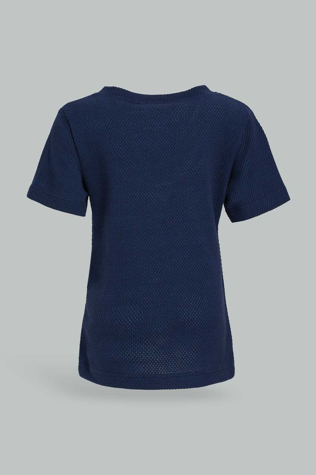 Redtag-Blue-Jacquard-Tee-Category:T-Shirts,-Colour:Blue,-Deals:New-In,-Dept:Boys,-Filter:Infant-Boys-(3-to-24-Mths),-INB-T-Shirts,-New-In-INB-APL,-Non-Sale,-Section:Boys-(0-to-14Yrs),-W22O-Infant-Boys-3 to 24 Months