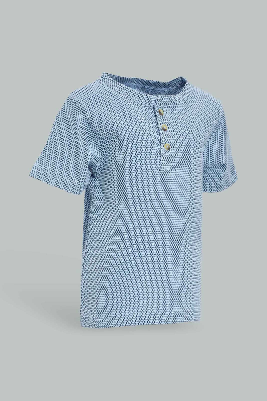 Redtag-Grey-Jacquard-Tee-Category:T-Shirts,-Colour:Grey,-Deals:New-In,-Dept:Boys,-Filter:Infant-Boys-(3-to-24-Mths),-INB-T-Shirts,-New-In-INB-APL,-Non-Sale,-Section:Boys-(0-to-14Yrs),-W22O-Infant-Boys-3 to 24 Months