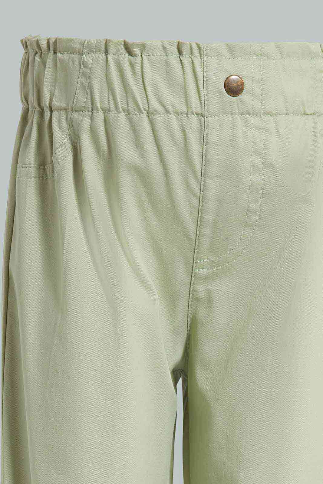 Redtag-Sage-Green-Paperbag-Trousser-Category:Trousers,-Colour:Green,-Deals:New-In,-Filter:Infant-Girls-(3-to-24-Mths),-ING-Trousers,-New-In-ING-APL,-Non-Sale,-Section:Girls-(0-to-14Yrs),-W22O-Infant-Girls-3 to 24 Months