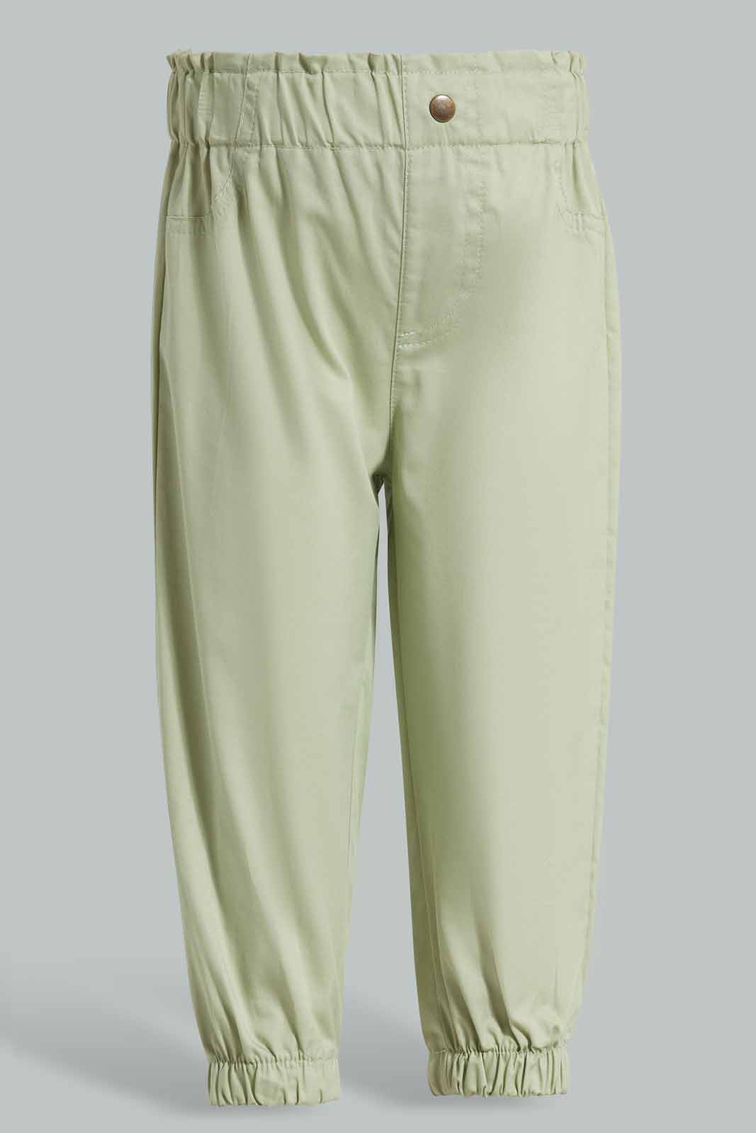 Redtag-Sage-Green-Paperbag-Trousser-Category:Trousers,-Colour:Green,-Deals:New-In,-Filter:Infant-Girls-(3-to-24-Mths),-ING-Trousers,-New-In-ING-APL,-Non-Sale,-Section:Girls-(0-to-14Yrs),-W22O-Infant-Girls-3 to 24 Months