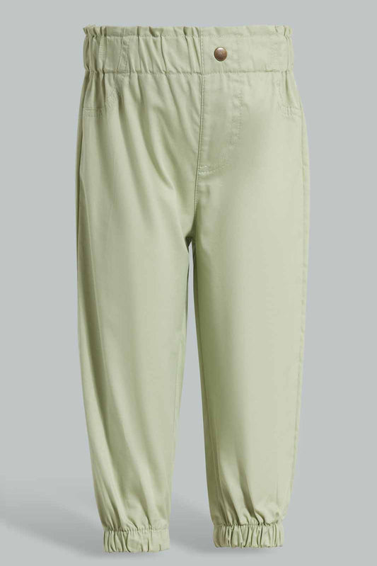 Redtag-Sage-Green-Paperbag-Trousser-Category:Trousers,-Colour:Green,-Deals:New-In,-Filter:Infant-Girls-(3-to-24-Mths),-ING-Trousers,-New-In-ING-APL,-Non-Sale,-Section:Girls-(0-to-14Yrs),-W22O-Infant-Girls-3 to 24 Months