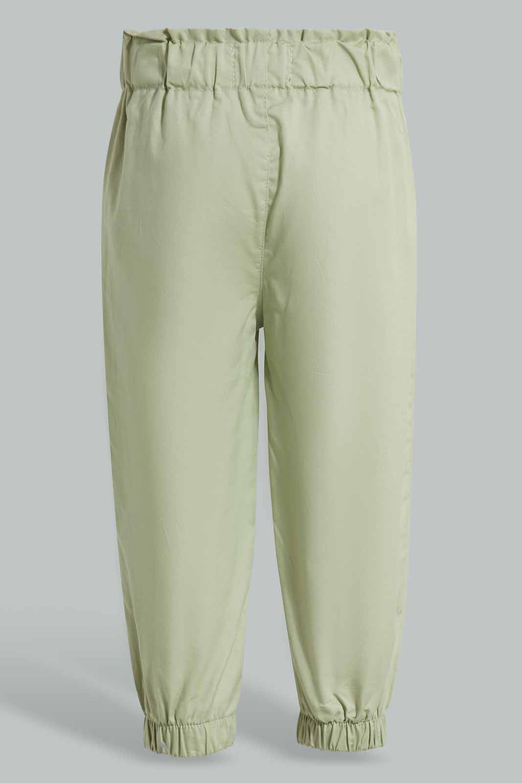 Redtag-Sage-Green-Paperbag-Trousser-Category:Trousers,-Colour:Green,-Deals:New-In,-Filter:Infant-Girls-(3-to-24-Mths),-ING-Trousers,-New-In-ING-APL,-Non-Sale,-Section:Girls-(0-to-14Yrs),-W22O-Infant-Girls-3 to 24 Months
