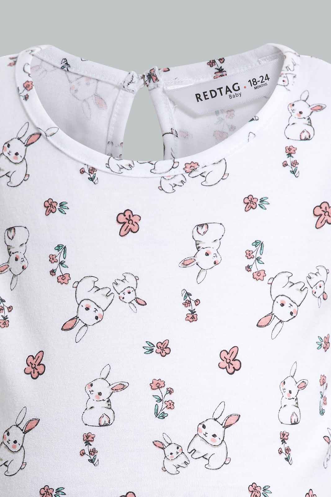 Redtag-White-Bunny-Schiffli-Frill-Sleeve-T-Shirt-With-Polka-Dot-Leggings-Category:Sets,-Colour:White,-Deals:New-In,-Filter:Infant-Girls-(3-to-24-Mths),-ING-Sets,-New-In-ING-APL,-Non-Sale,-Section:Girls-(0-to-14Yrs),-VLM,-W22O-Infant-Girls-3 to 24 Months
