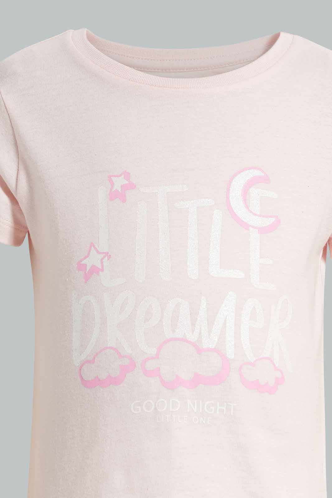 Redtag-Pink-Little-Dreamer-Print-Graphic-Tee-Category:T-Shirts,-Colour:Apricot,-Deals:New-In,-Filter:Infant-Girls-(3-to-24-Mths),-ING-T-Shirts,-New-In-ING-APL,-Non-Sale,-Section:Girls-(0-to-14Yrs),-TBL,-W22O-Infant-Girls-3 to 24 Months