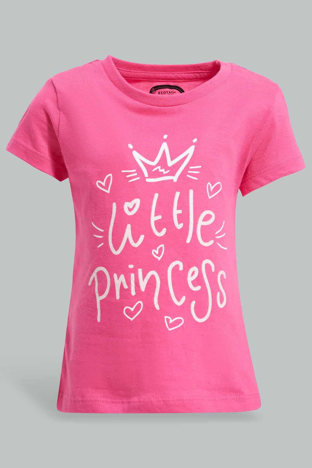 Redtag-Fuchsia-Little-Princess-Print-Graphic-Tee-Category:T-Shirts,-Colour:Fuchsia,-Deals:New-In,-Filter:Infant-Girls-(3-to-24-Mths),-ING-T-Shirts,-New-In-ING-APL,-Non-Sale,-Section:Girls-(0-to-14Yrs),-TBL,-W22O-Infant-Girls-3 to 24 Months