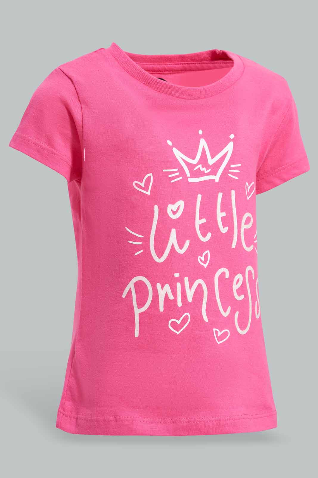 Redtag-Fuchsia-Little-Princess-Print-Graphic-Tee-Category:T-Shirts,-Colour:Fuchsia,-Deals:New-In,-Filter:Infant-Girls-(3-to-24-Mths),-ING-T-Shirts,-New-In-ING-APL,-Non-Sale,-Section:Girls-(0-to-14Yrs),-TBL,-W22O-Infant-Girls-3 to 24 Months