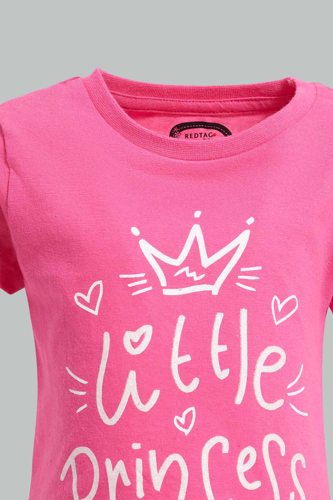 Redtag-Fuchsia-Little-Princess-Print-Graphic-Tee-Category:T-Shirts,-Colour:Fuchsia,-Deals:New-In,-Filter:Infant-Girls-(3-to-24-Mths),-ING-T-Shirts,-New-In-ING-APL,-Non-Sale,-Section:Girls-(0-to-14Yrs),-TBL,-W22O-Infant-Girls-3 to 24 Months