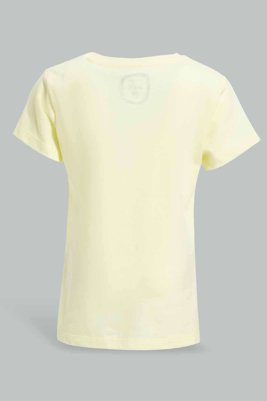 Redtag-Yellow-Cute-Print-Graphic-Tee-Category:T-Shirts,-Colour:Yellow,-Deals:New-In,-Filter:Infant-Girls-(3-to-24-Mths),-ING-T-Shirts,-New-In-ING-APL,-Non-Sale,-Section:Girls-(0-to-14Yrs),-TBL,-W22O-Infant-Girls-3 to 24 Months