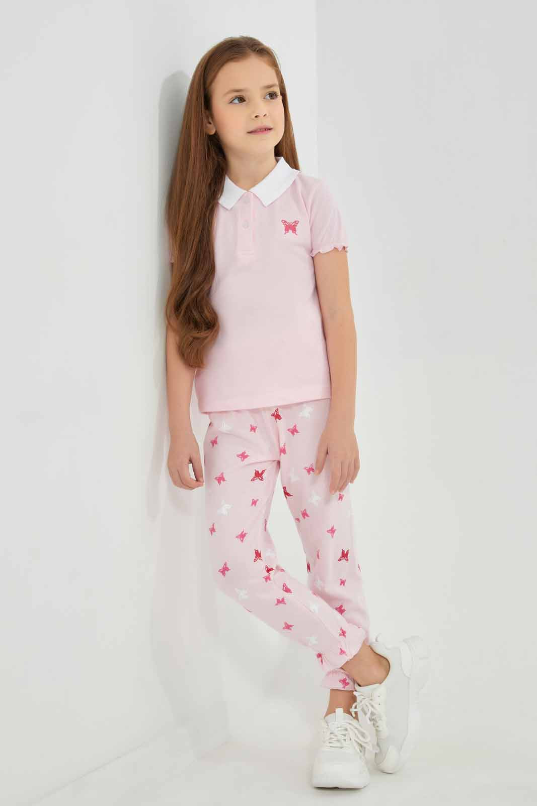 Redtag-Pink-AOP-NightSuit-Category:Pyjama-Sets,-Colour:Apricot,-Deals:New-In,-Filter:Girls-(2-to-8-Yrs),-GIR-Pyjama-Sets,-New-In-GIR-APL,-Non-Sale,-Section:Girls-(0-to-14Yrs),-W22O-Girls-2 to 8 Years