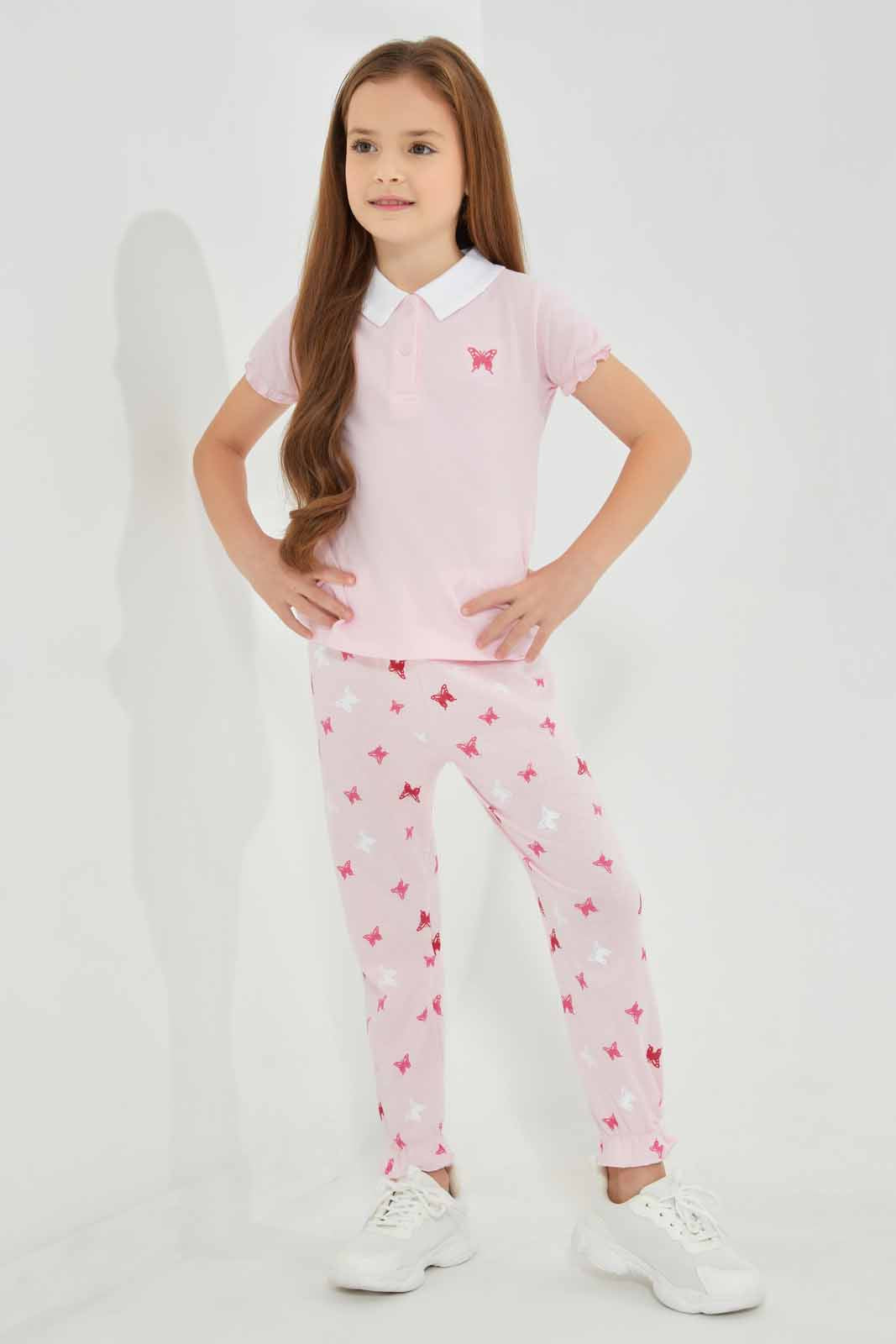 Redtag-Pink-AOP-NightSuit-Category:Pyjama-Sets,-Colour:Apricot,-Deals:New-In,-Filter:Girls-(2-to-8-Yrs),-GIR-Pyjama-Sets,-New-In-GIR-APL,-Non-Sale,-Section:Girls-(0-to-14Yrs),-W22O-Girls-2 to 8 Years