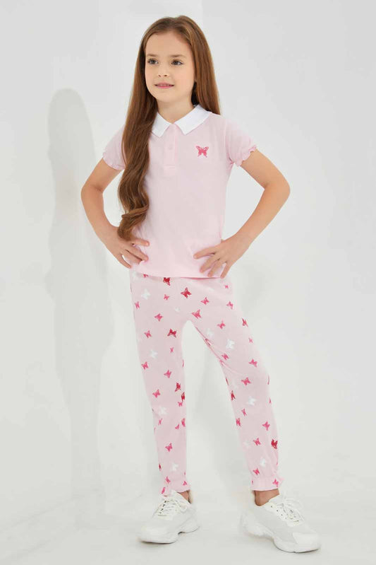 Redtag-Pink-AOP-NightSuit-Category:Pyjama-Sets,-Colour:Apricot,-Deals:New-In,-Filter:Girls-(2-to-8-Yrs),-GIR-Pyjama-Sets,-New-In-GIR-APL,-Non-Sale,-Section:Girls-(0-to-14Yrs),-W22O-Girls-2 to 8 Years
