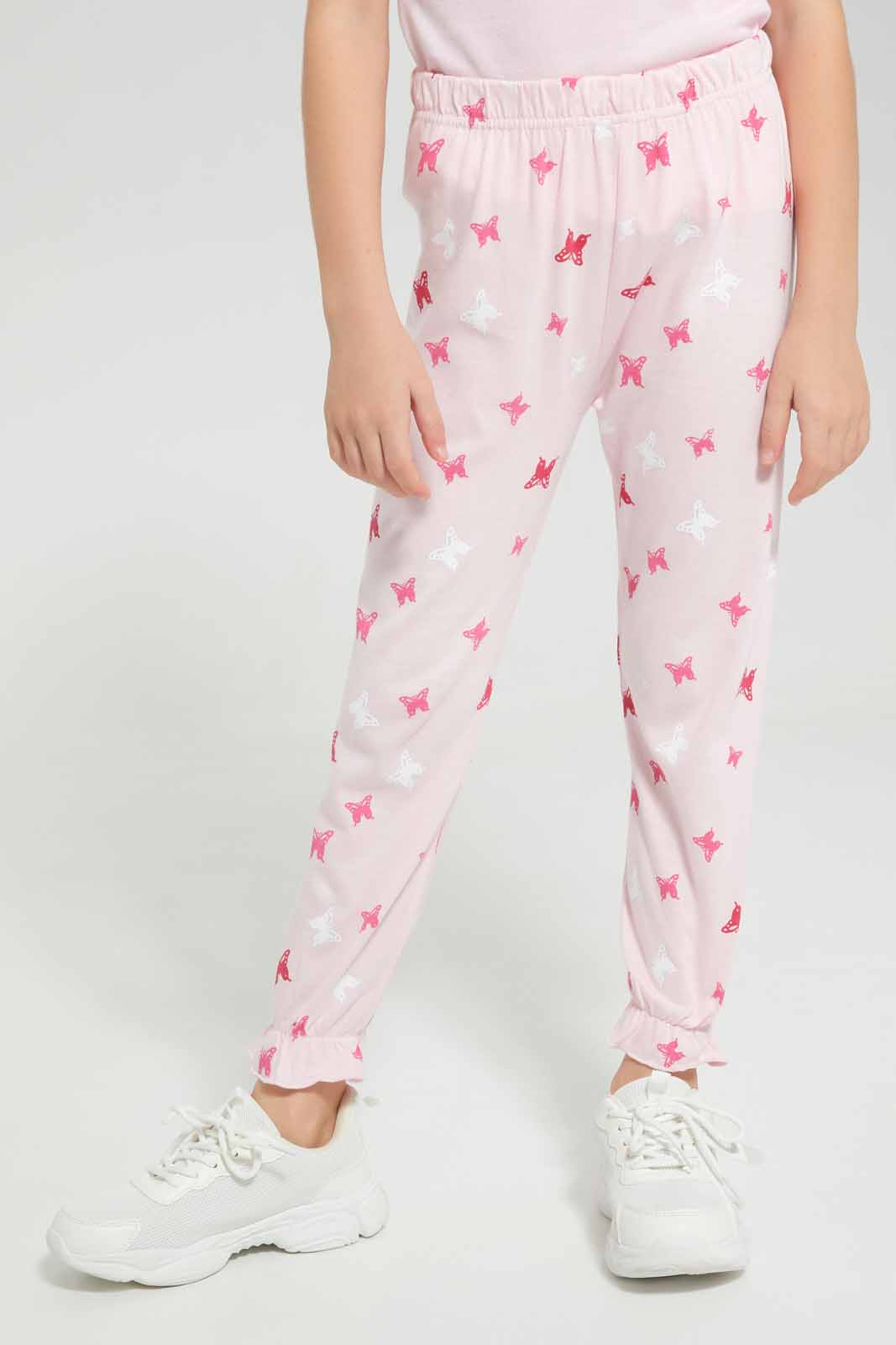 Redtag-Pink-AOP-NightSuit-Category:Pyjama-Sets,-Colour:Apricot,-Deals:New-In,-Filter:Girls-(2-to-8-Yrs),-GIR-Pyjama-Sets,-New-In-GIR-APL,-Non-Sale,-Section:Girls-(0-to-14Yrs),-W22O-Girls-2 to 8 Years
