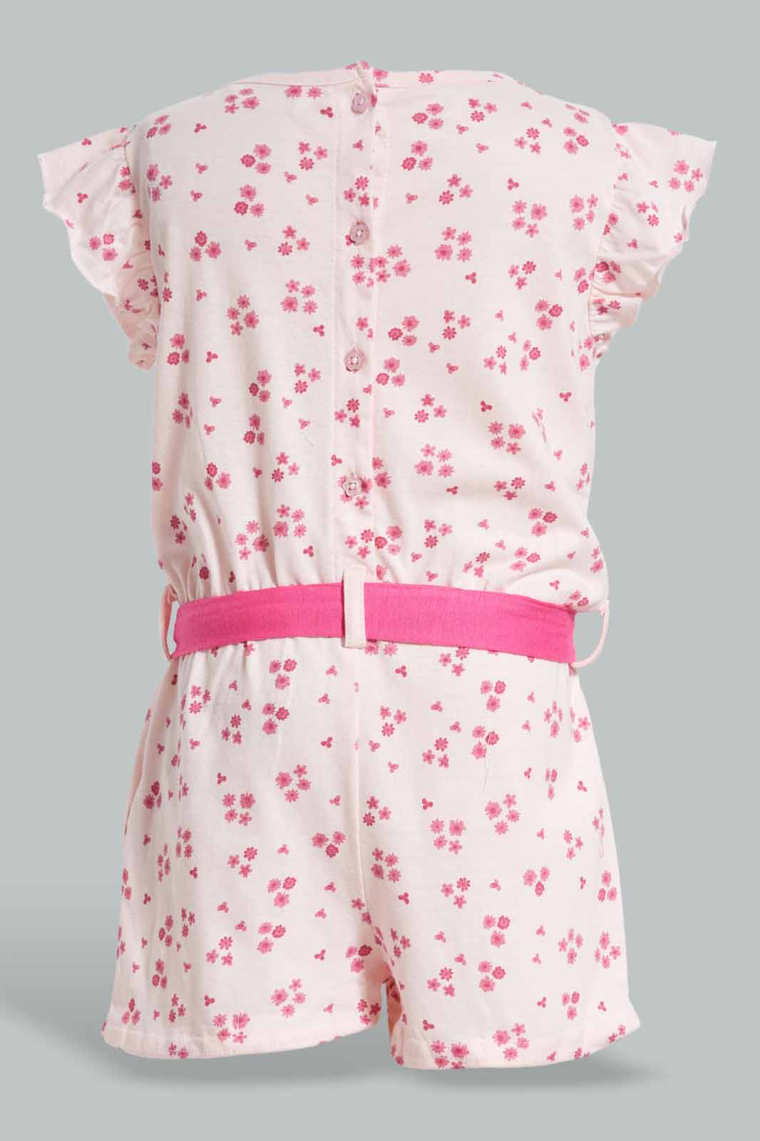 Redtag-Pink-Floral-Print-Jumpsuit-Category:Jumpsuits,-Colour:Apricot,-Deals:New-In,-Filter:Infant-Girls-(3-to-24-Mths),-ING-Jumpsuits,-New-In-ING-APL,-Non-Sale,-Section:Girls-(0-to-14Yrs),-W22O-Infant-Girls-3 to 24 Months