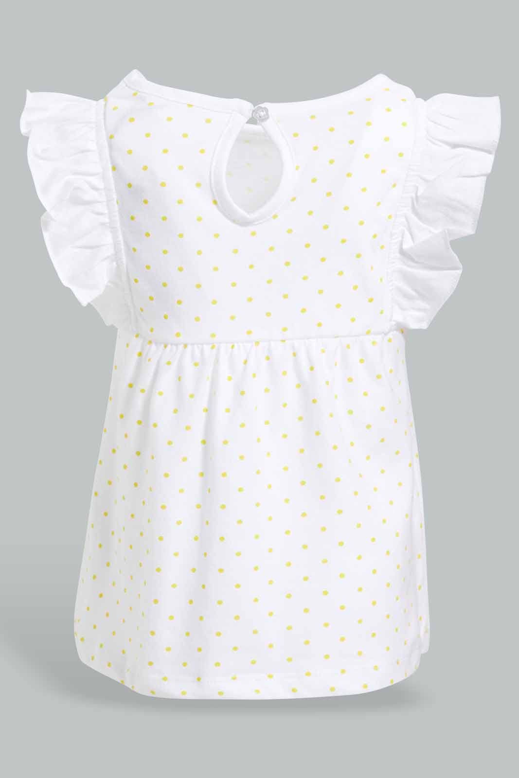 Redtag-White-With-Gold-Polka-Dots-Blouse-Category:Blouses,-Colour:White,-Deals:New-In,-Filter:Infant-Girls-(3-to-24-Mths),-ING-Blouses,-New-In-ING-APL,-Non-Sale,-Section:Girls-(0-to-14Yrs),-W22O-Infant-Girls-3 to 24 Months