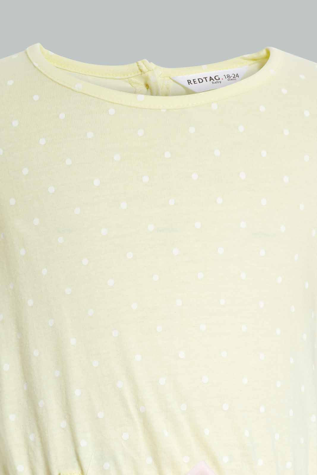 Redtag-Yellow-Floral-Print-Jumpsuit-Category:Jumpsuits,-Colour:Yellow,-Deals:New-In,-Filter:Infant-Girls-(3-to-24-Mths),-ING-Jumpsuits,-New-In-ING-APL,-Non-Sale,-Section:Girls-(0-to-14Yrs),-W22O-Infant-Girls-3 to 24 Months