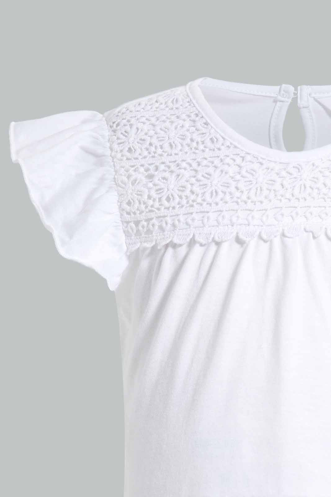 Redtag-White-Lace-Frill-Sleeves-Blouse-Category:Blouses,-Colour:White,-Deals:New-In,-Filter:Infant-Girls-(3-to-24-Mths),-ING-Blouses,-New-In-ING-APL,-Non-Sale,-Section:Girls-(0-to-14Yrs),-W22O-Infant-Girls-3 to 24 Months