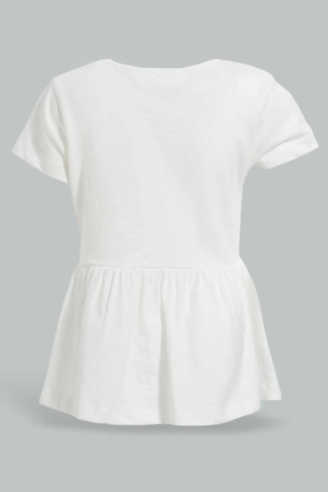 Redtag-White-Slub-Gathered-Waist-Blouse-Category:Blouses,-Colour:White,-Deals:New-In,-Filter:Infant-Girls-(3-to-24-Mths),-ING-Blouses,-New-In-ING-APL,-Non-Sale,-Section:Girls-(0-to-14Yrs),-W22O-Infant-Girls-3 to 24 Months