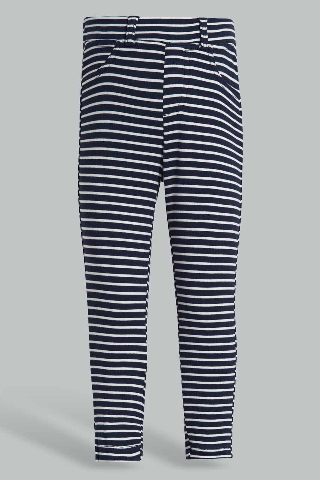 Redtag-Navy-Stripes-Jegging-Category:Jeggings,-Colour:Navy,-Deals:New-In,-Filter:Infant-Girls-(3-to-24-Mths),-ING-Jeggings,-New-In-ING-APL,-Non-Sale,-Section:Girls-(0-to-14Yrs),-W22O-Infant-Girls-3 to 24 Months