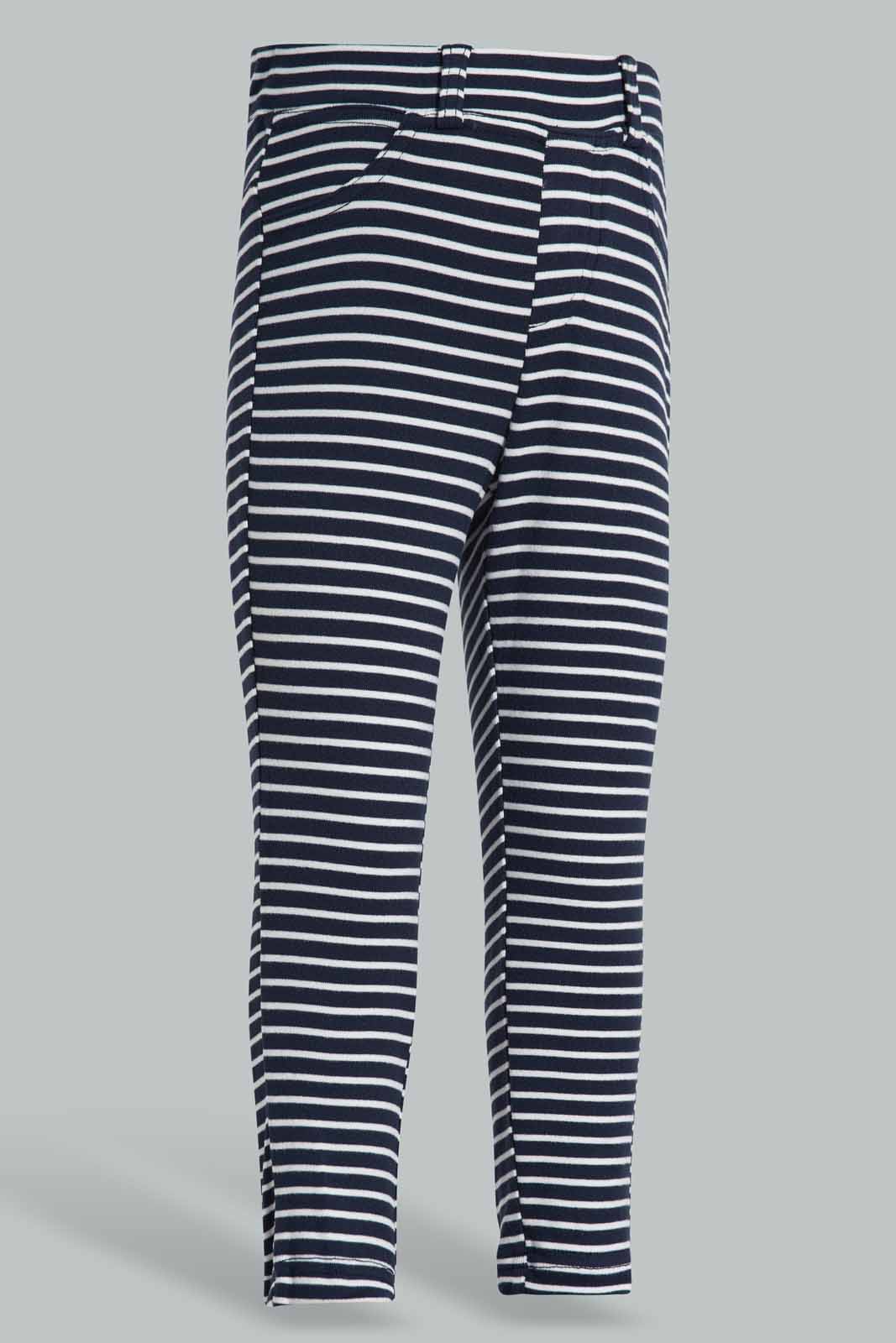 Redtag-Navy-Stripes-Jegging-Category:Jeggings,-Colour:Navy,-Deals:New-In,-Filter:Infant-Girls-(3-to-24-Mths),-ING-Jeggings,-New-In-ING-APL,-Non-Sale,-Section:Girls-(0-to-14Yrs),-W22O-Infant-Girls-3 to 24 Months