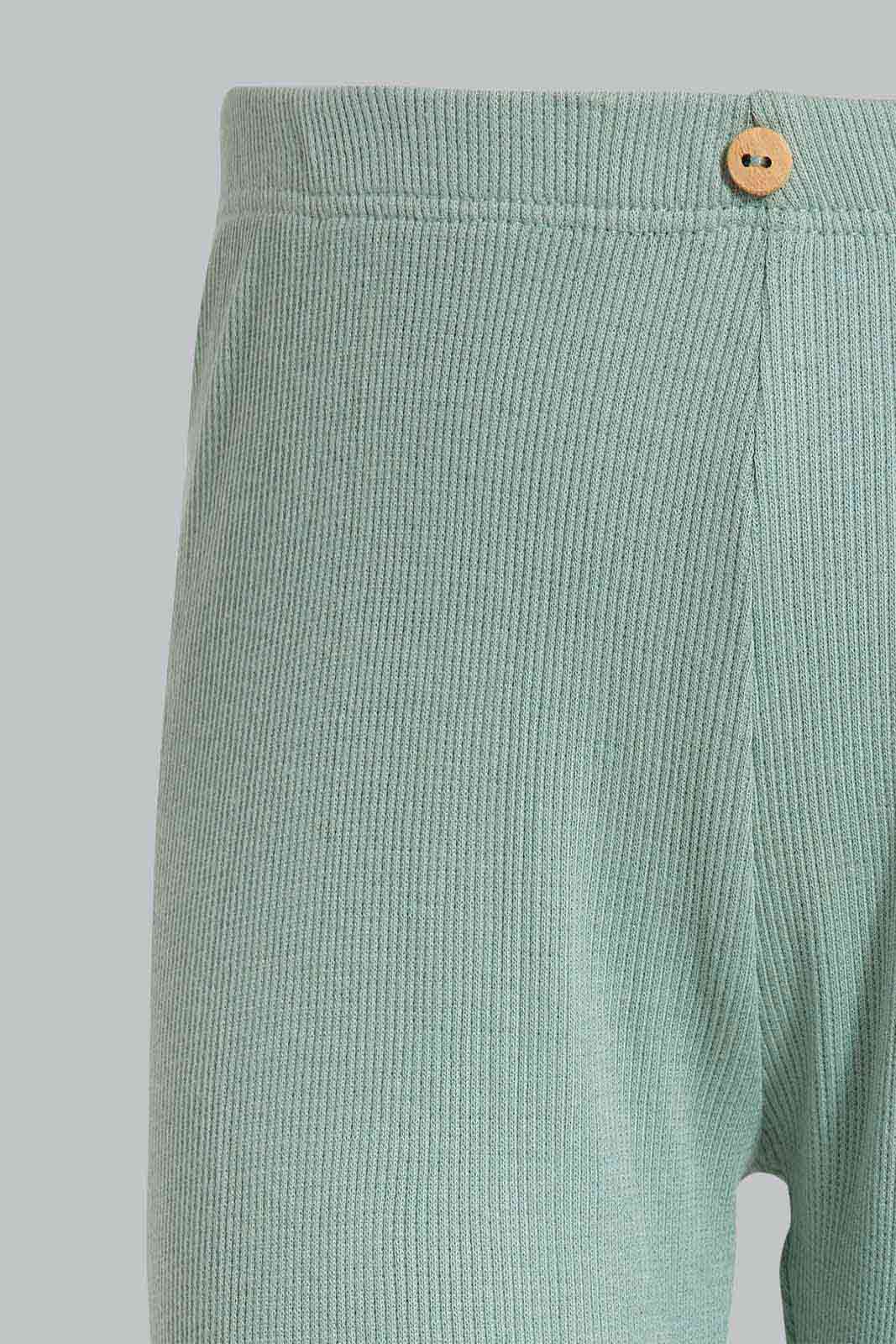 Redtag-Green-Rib-Solid-Legging-Category:Leggings,-Colour:Green,-Deals:New-In,-Filter:Infant-Girls-(3-to-24-Mths),-ING-Leggings,-New-In-ING-APL,-Non-Sale,-Section:Girls-(0-to-14Yrs),-W22O-Infant-Girls-3 to 24 Months