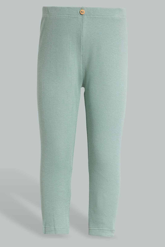 Redtag-Green-Rib-Solid-Legging-Category:Leggings,-Colour:Green,-Deals:New-In,-Filter:Infant-Girls-(3-to-24-Mths),-ING-Leggings,-New-In-ING-APL,-Non-Sale,-Section:Girls-(0-to-14Yrs),-W22O-Infant-Girls-3 to 24 Months