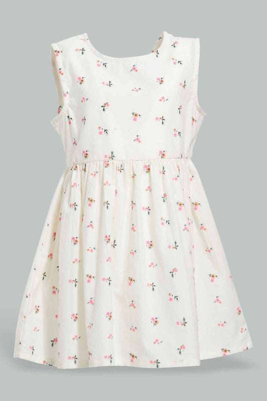 Redtag-White-Frloral-AOP-Sleeveless-Dress-Category:Dresses,-Colour:White,-Deals:New-In,-Filter:Infant-Girls-(3-to-24-Mths),-ING-Dresses,-New-In-ING-APL,-Non-Sale,-Section:Girls-(0-to-14Yrs),-VLM,-W22O-Infant-Girls-3 to 24 Months