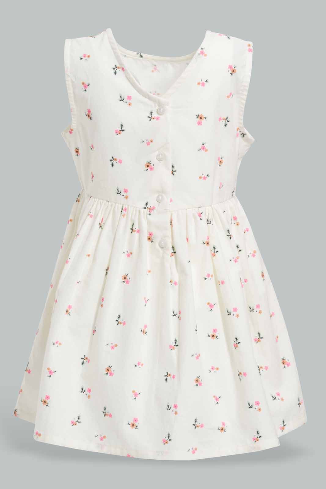 Redtag-White-Frloral-AOP-Sleeveless-Dress-Category:Dresses,-Colour:White,-Deals:New-In,-Filter:Infant-Girls-(3-to-24-Mths),-ING-Dresses,-New-In-ING-APL,-Non-Sale,-Section:Girls-(0-to-14Yrs),-VLM,-W22O-Infant-Girls-3 to 24 Months