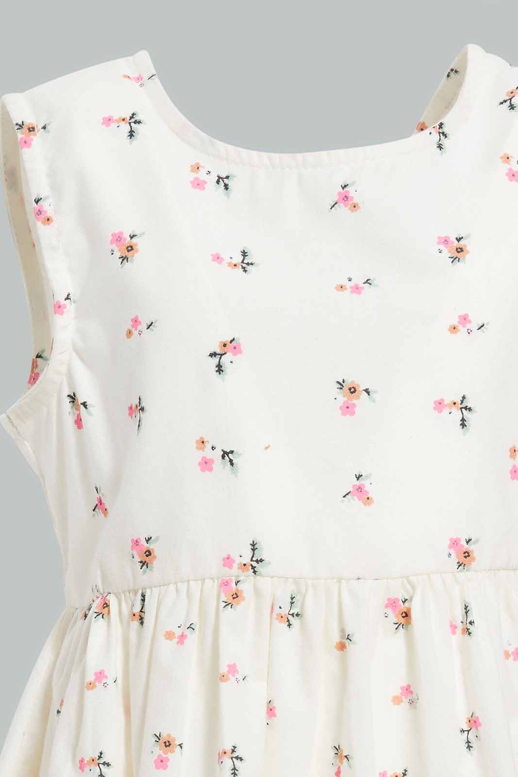 Redtag-White-Frloral-AOP-Sleeveless-Dress-Category:Dresses,-Colour:White,-Deals:New-In,-Filter:Infant-Girls-(3-to-24-Mths),-ING-Dresses,-New-In-ING-APL,-Non-Sale,-Section:Girls-(0-to-14Yrs),-VLM,-W22O-Infant-Girls-3 to 24 Months