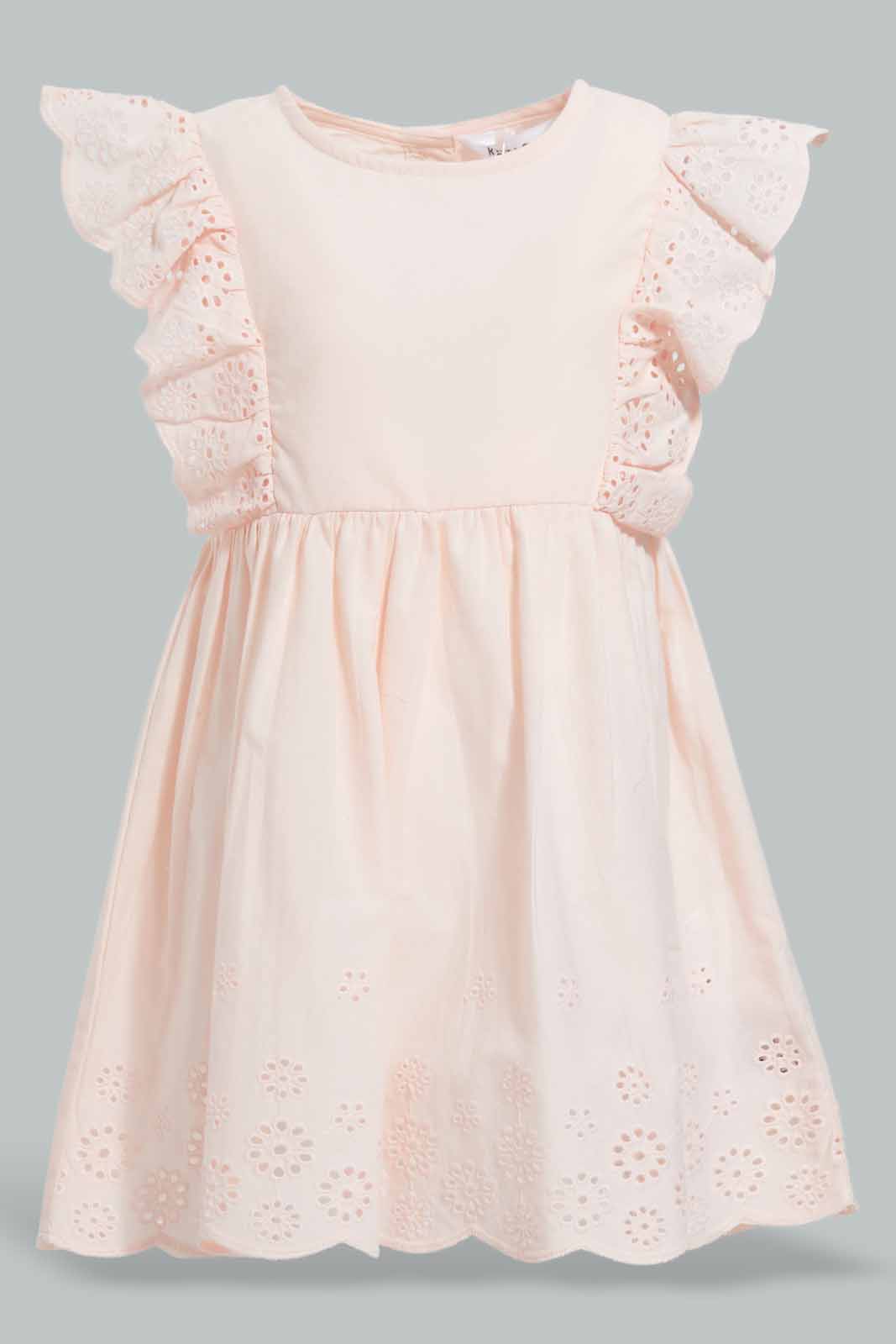 Redtag-Pink-Schiffli-Solid-Dress-Category:Dresses,-Colour:Apricot,-Deals:New-In,-Filter:Infant-Girls-(3-to-24-Mths),-ING-Dresses,-New-In-ING-APL,-Non-Sale,-Section:Girls-(0-to-14Yrs),-W22O-Infant-Girls-3 to 24 Months