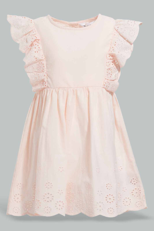 Redtag-Pink-Schiffli-Solid-Dress-Category:Dresses,-Colour:Apricot,-Deals:New-In,-Filter:Infant-Girls-(3-to-24-Mths),-ING-Dresses,-New-In-ING-APL,-Non-Sale,-Section:Girls-(0-to-14Yrs),-W22O-Infant-Girls-3 to 24 Months