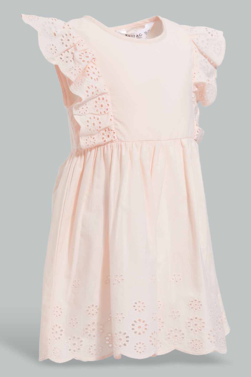 Redtag-Pink-Schiffli-Solid-Dress-Category:Dresses,-Colour:Apricot,-Deals:New-In,-Filter:Infant-Girls-(3-to-24-Mths),-ING-Dresses,-New-In-ING-APL,-Non-Sale,-Section:Girls-(0-to-14Yrs),-W22O-Infant-Girls-3 to 24 Months