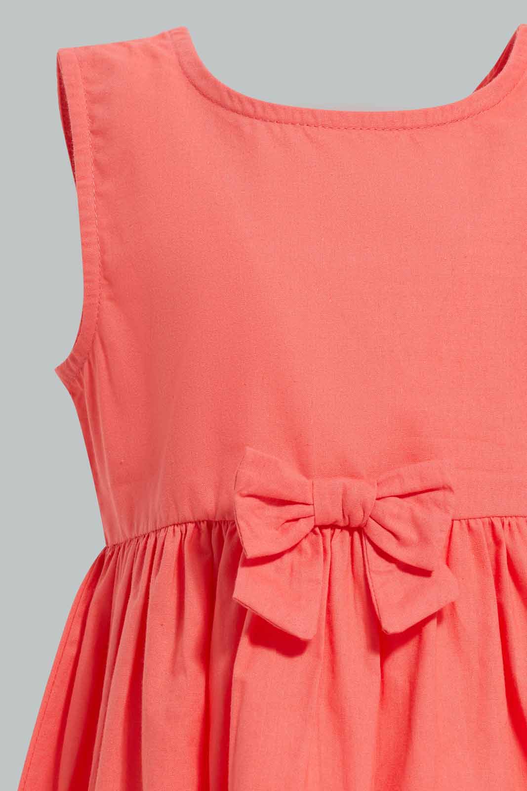 Redtag-Coral-Solid-Sleeveless-Dress-Category:Dresses,-Colour:Orange,-Deals:New-In,-Filter:Infant-Girls-(3-to-24-Mths),-ING-Dresses,-New-In-ING-APL,-Non-Sale,-Section:Girls-(0-to-14Yrs),-VLM,-W22O-Infant-Girls-3 to 24 Months