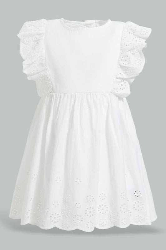 Redtag-White-Schiffli-Solid-Dress-Category:Dresses,-Colour:White,-Deals:New-In,-Filter:Infant-Girls-(3-to-24-Mths),-ING-Dresses,-New-In-ING-APL,-Non-Sale,-Section:Girls-(0-to-14Yrs),-W22O-Infant-Girls-3 to 24 Months