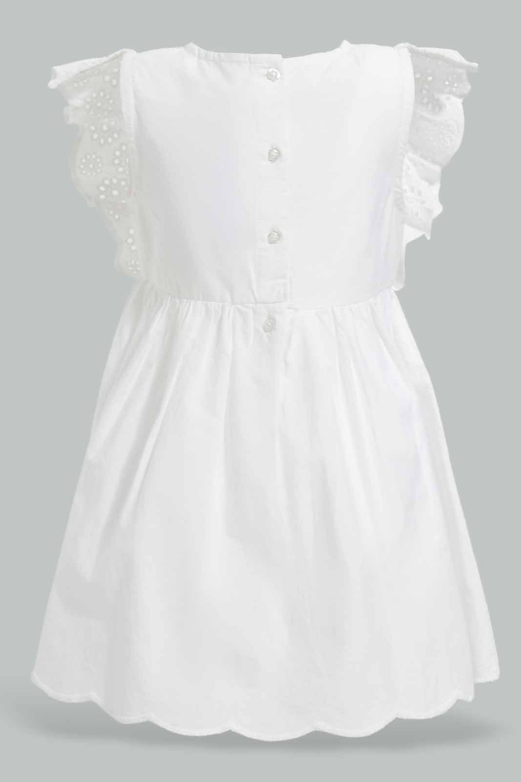 Redtag-White-Schiffli-Solid-Dress-Category:Dresses,-Colour:White,-Deals:New-In,-Filter:Infant-Girls-(3-to-24-Mths),-ING-Dresses,-New-In-ING-APL,-Non-Sale,-Section:Girls-(0-to-14Yrs),-W22O-Infant-Girls-3 to 24 Months